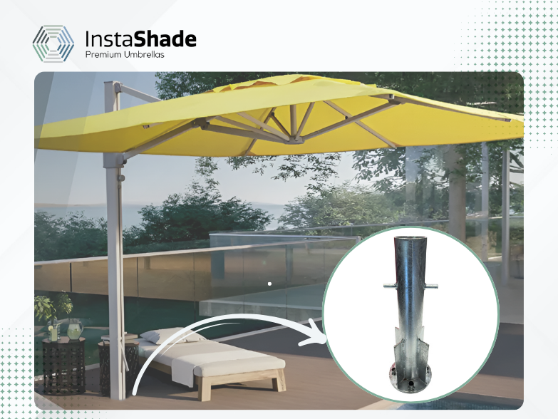 In-Ground Mount or Fixed Base Cantilever Umbrella